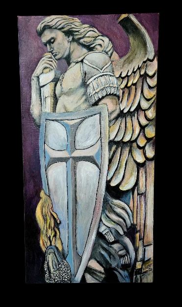 St Michel Slaying the Dragon – Acrylic Painting